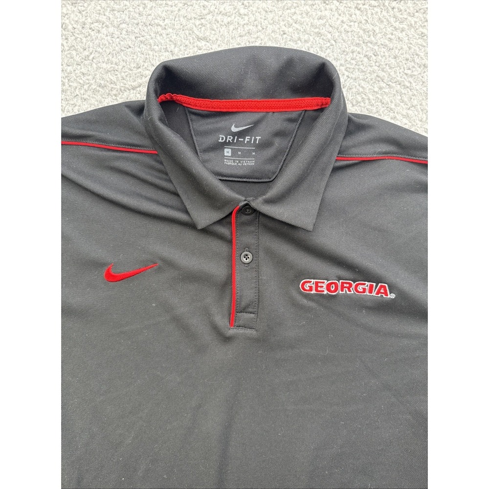 Georgia Bulldogs ON FIELD Polo Shirt Mens Medium Black Nike Dri Fit Football